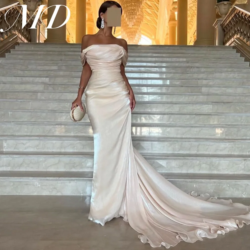 

MD Elegant Evening Gown Mermaid 2025 Off Shoulder New Court Train Pleat Prom Gown فساتين سهرة Corset Back customised
