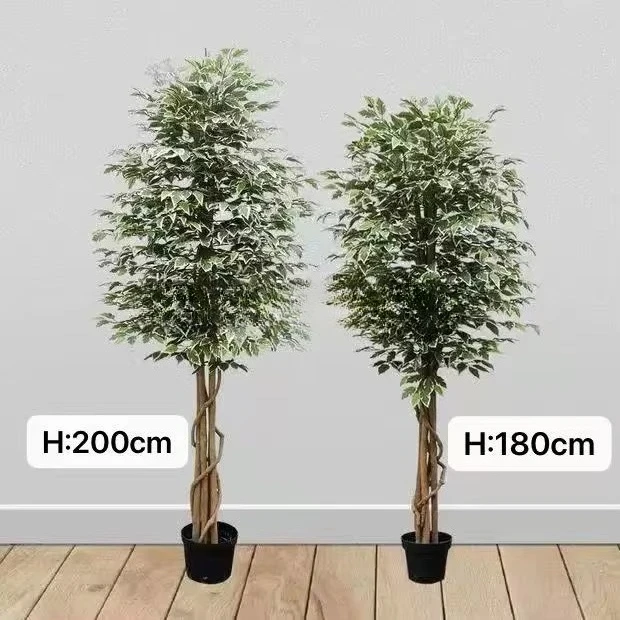 #￥Wholesale 120cm Artificial Variegated Banyan Shrub Silk Ficus Potted Plant Indoor Outdoor Decorative Easter