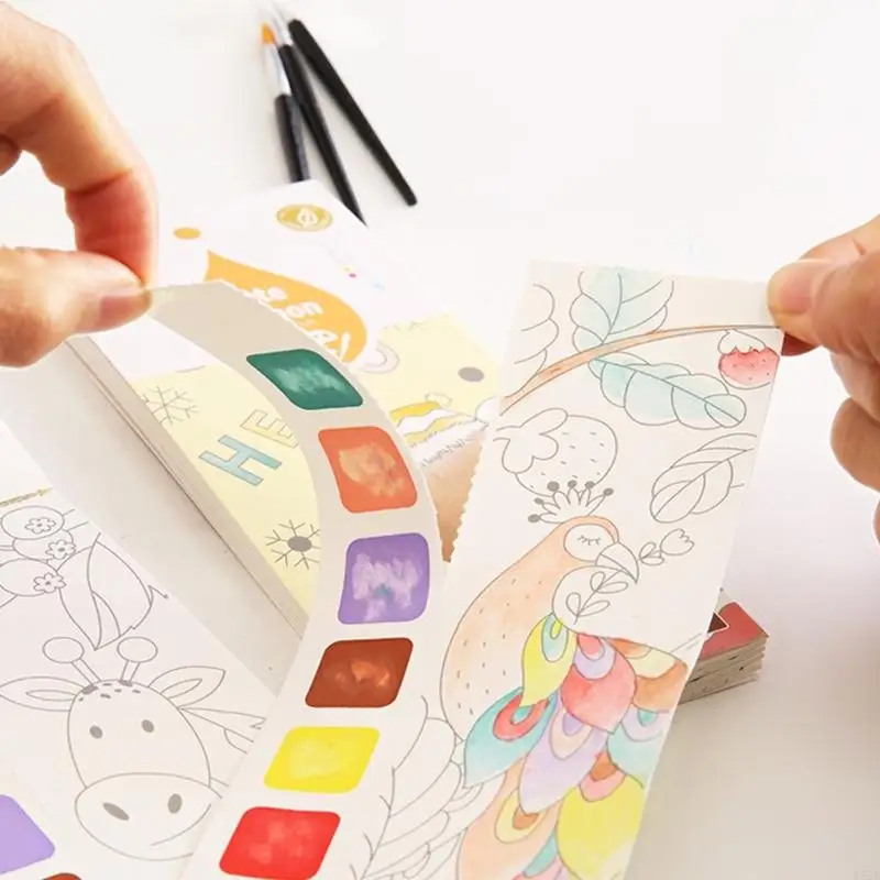 E65E WaterColor Coloring Art Craft Draw Draw Set WaterColor Book Color Paint Set con pennello per bambino