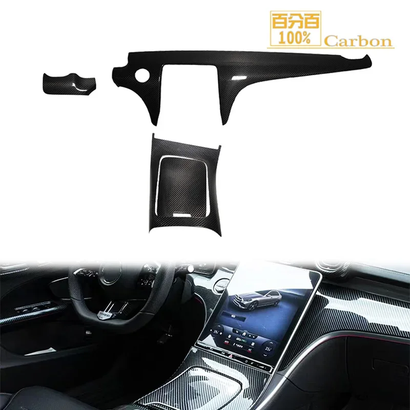 LHD Only For Mercedes C Class W206 2022up Interior Trims REAL Carbon Fiber Dashboard Console Panel Cover