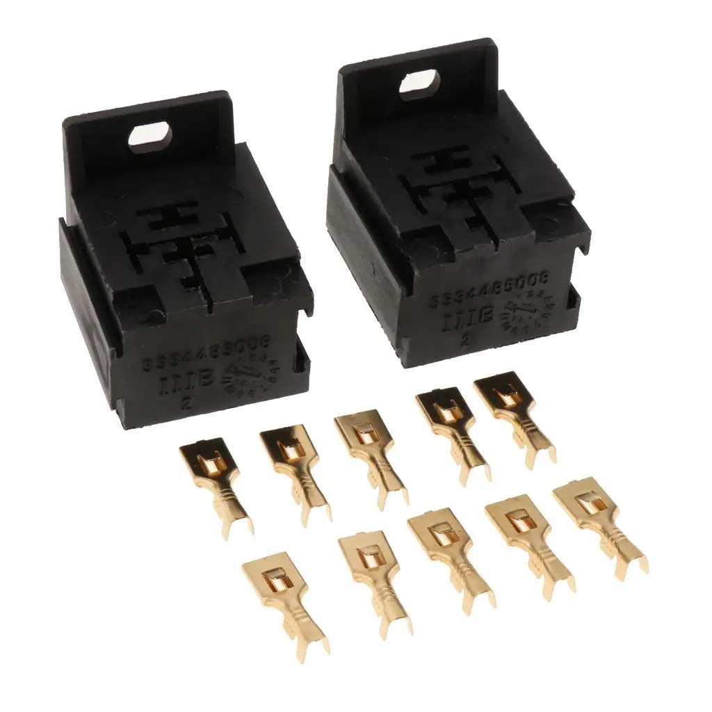 5 Pin Relay Connector Socket with 10xTerminals, Car Truck Vehicle Relay Case Holder(2 Sets)