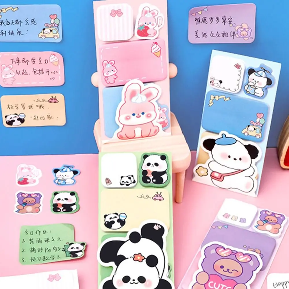 2 Pcs Paper School Supplies Cute Cartoon Notepad Girl Heart Colorful Sticky Notes Tearable Portable Memo Pad Message