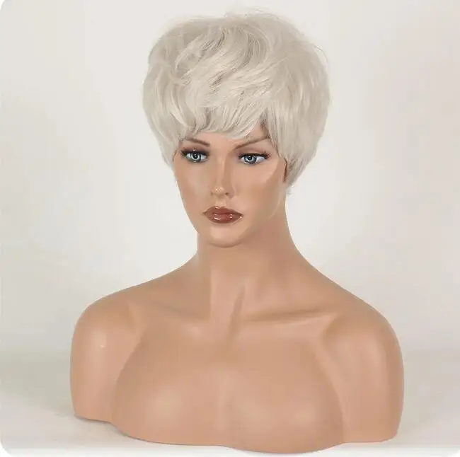 Silver Hair White women's Wig Heat Resitant Synthetic Hair Party Cosplay Costume Curly Wigs Peluca