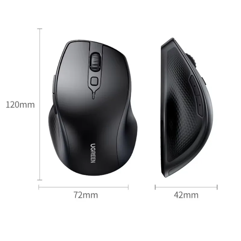 Ugreen Wireless Mouse Bluetooth Mute Bluetooth 5.0 2.4g 4000dpi Ergonomic Computer Office Esports Game 6 Mute Button Mouse