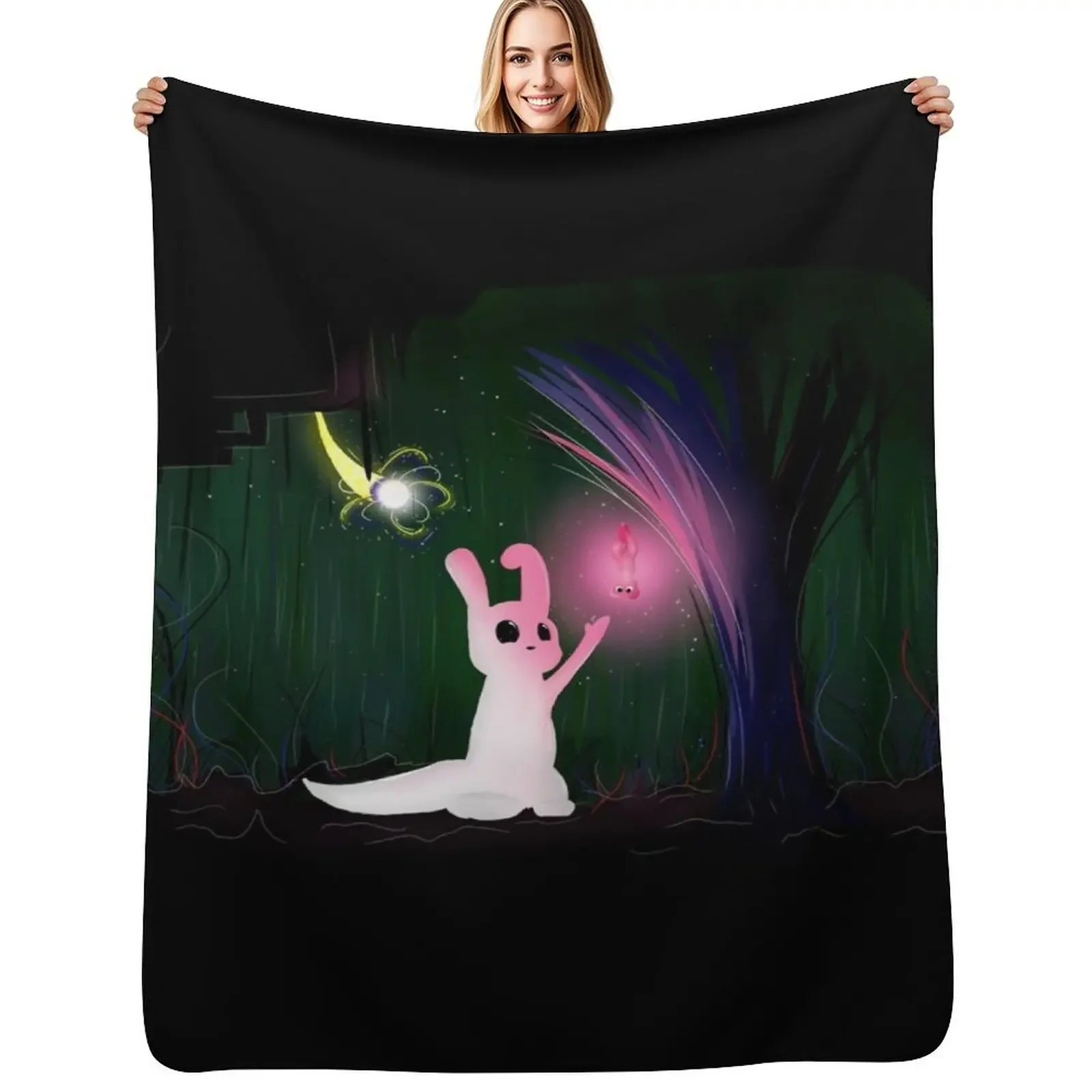

Glowing Slugcat // Rain World Throw Blanket Decorative Beds Flannel Moving Decorative Sofa Blanket
