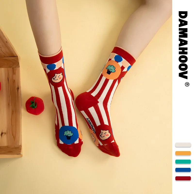 Trendy Original Women Socks  Spring Summer Home Floor Socks, Cute Girls Sweat Absorb Anti-Odor Soft Comfy Mid Calf Daily Socks