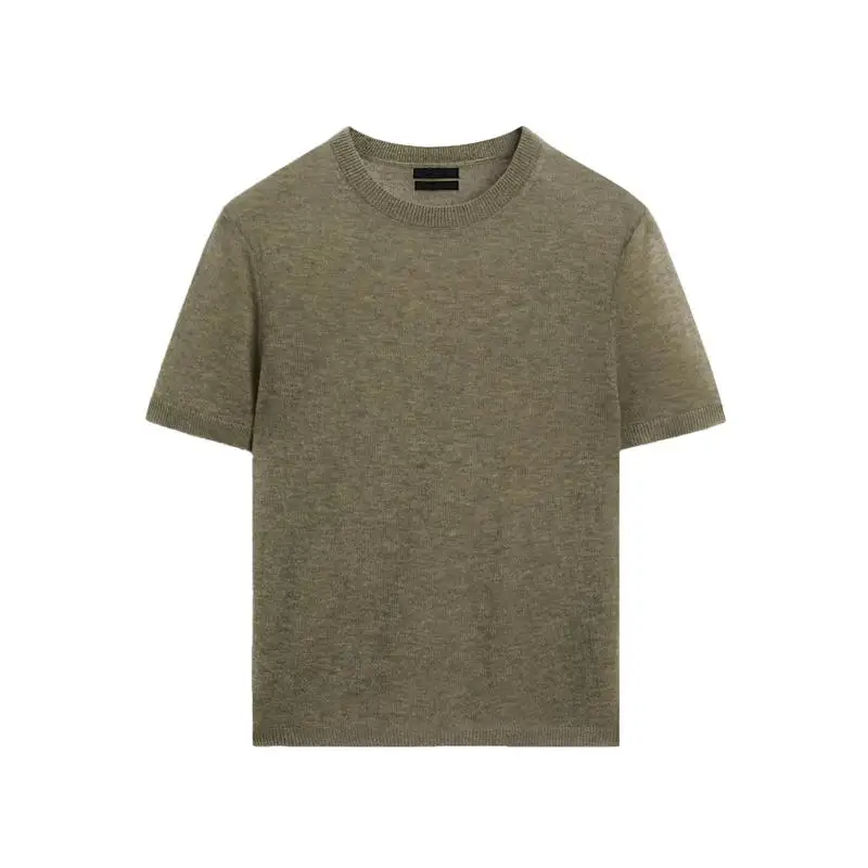 Lightweight Soft Wool Blend round Ne ort Sve T-irt Women's Casual Sle Spring New Arrival 562067 Commute Sle Sli...