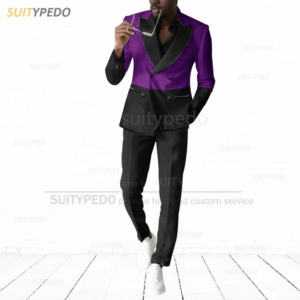 

Full Suit For Male Daily Party Casual Costumes Evening Dinner Tailor-made Classic Double Breasted Blazer Pants Two Pieces