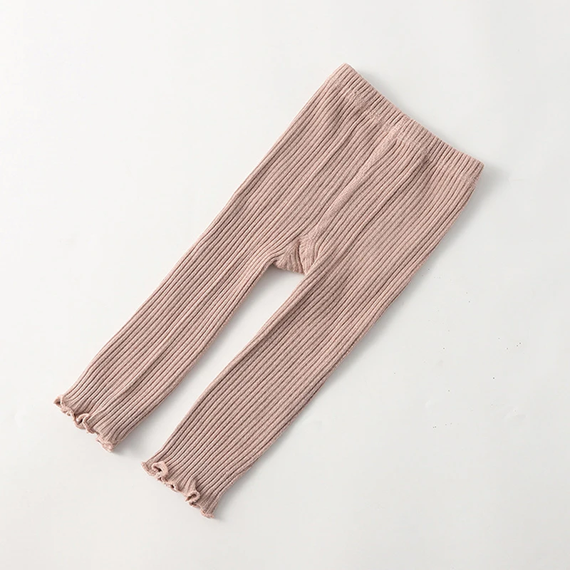 Baby Pants 2022 Knitted Candy Color Bottoms Outfits Toddler Girls Ribbed Leggings Striped Casual Trousers Infant Kids Leggings