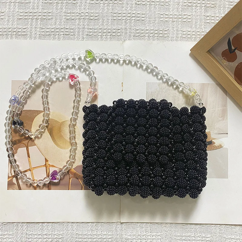 

2026 New Fashionable Handmade Beaded Woven Women's Bag Small Cute One Shoulder Crossbody Bags Designed for Children's Versatile