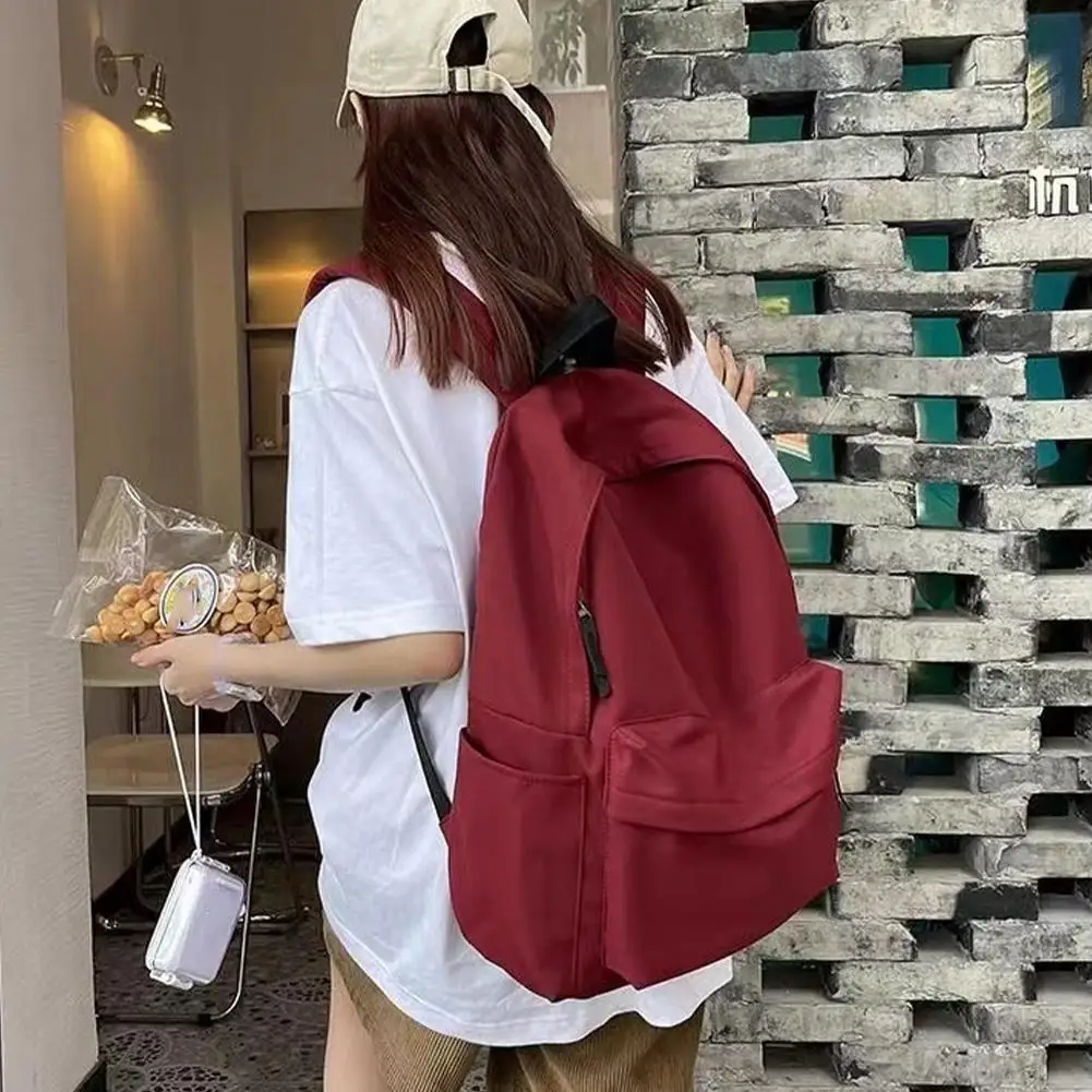 Backpack Female Students With Solid Color Backpack Large Capacity Backpack Primary School Junior High School Senior High School