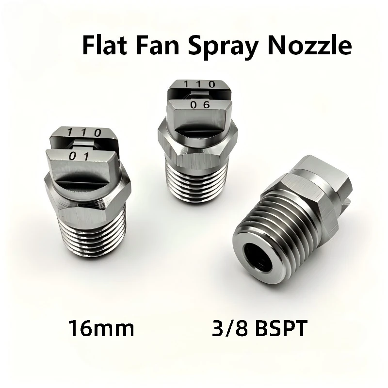 3/8''BSPT Stainless Steel Fan-Shaped Nozzle Atomization 15 25 40 50 65 80 95 110 Degree Industrial Nozzle Dust Removal Spra
