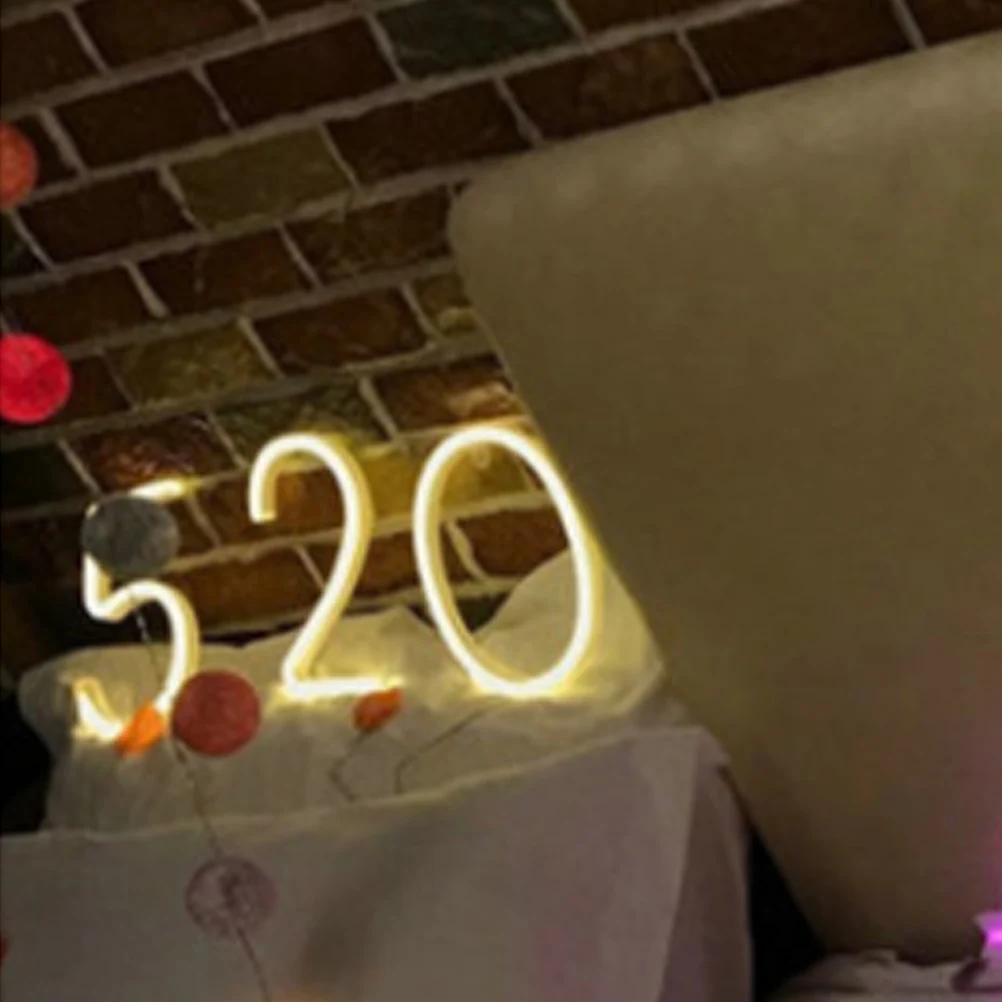 

1pc Neon Light Lamp LED Colorful Night Light Number 5 Decorative Lamp without for Wedding (White)