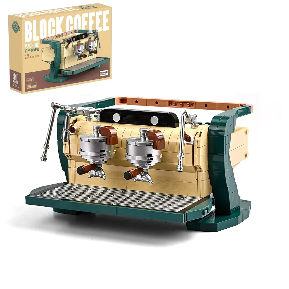 

646PCS Automatic Double-Head Coffee Maker Machine Building Blocks Classic Display Model Bricks Set Gift For Kids Adult
