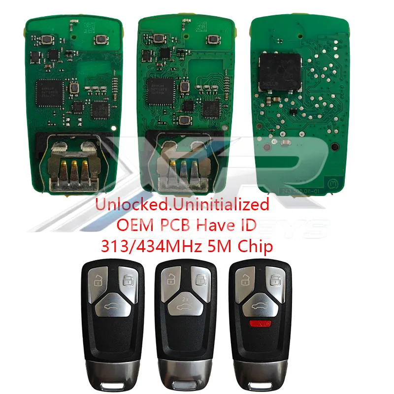 Original 315/434MHz 5MChip OEM PCB With Smart Remote Key Shell 5M Chip for Audi A4 A5 A6 A7 A8 Q5 Q5L Q7 Q8 RS4 RS5  Key Case