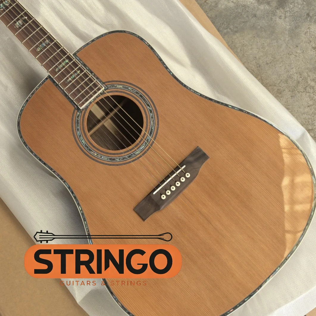 D45 Red Cedar Dreadnought Acoustic Guitar Full Abalone Binding Abalone Fret Inlay Advanced Fingerstyle Performance Acoustic