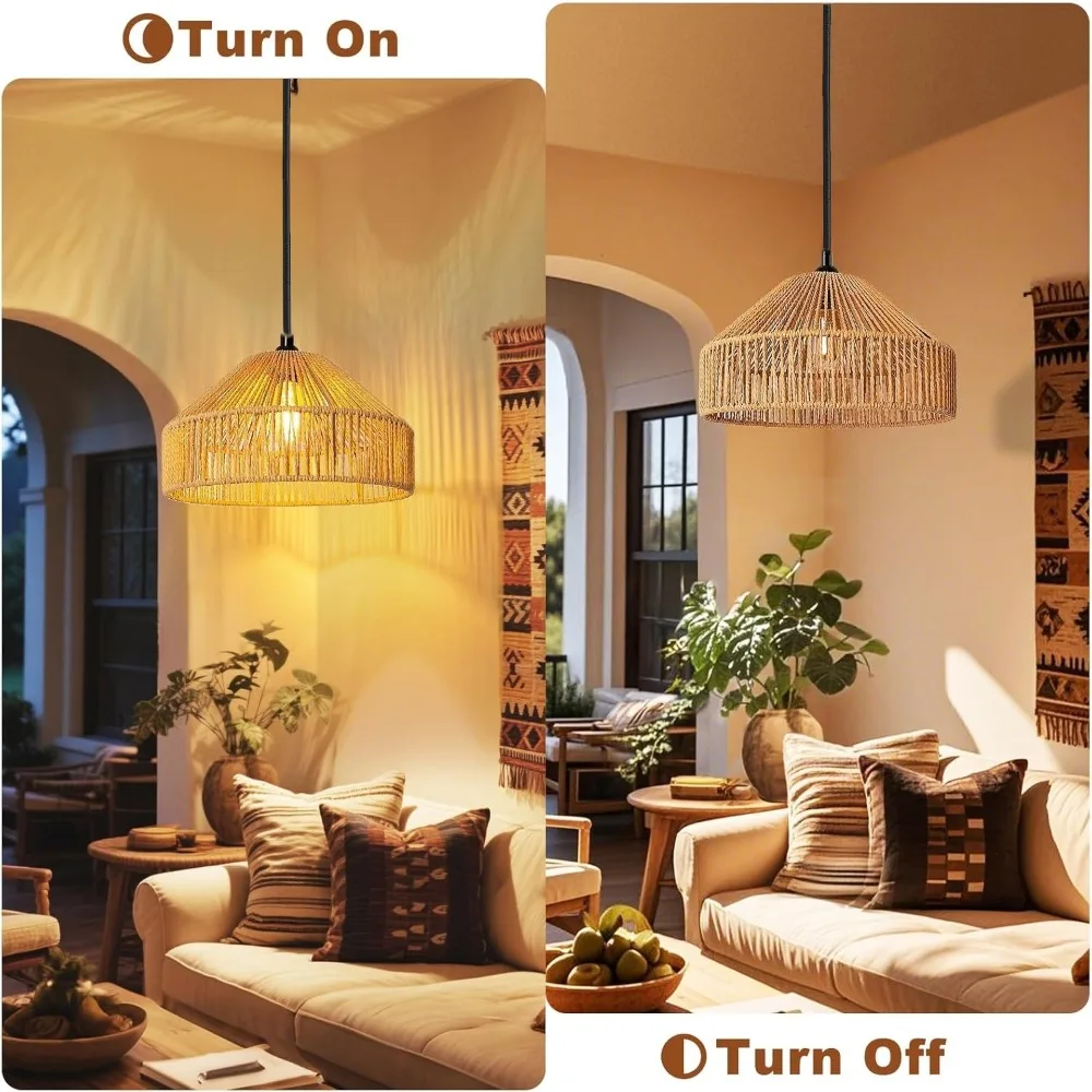 JOYINLED الحديثة LED الثريات 30 سنتيمتر المنسوجة الطبيعية غرفة المعيشة الطعام ثريا تركب بالسقف E27 عاكس الضوء للديكور المنزل 30 سنتيمتر #5