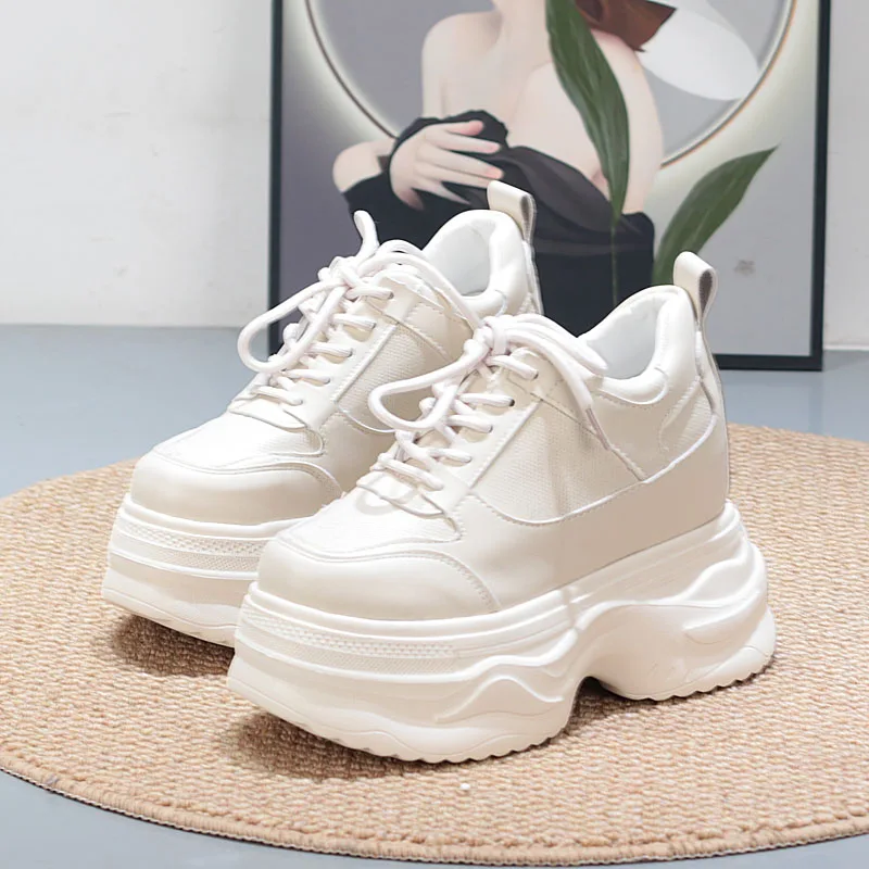 Breathable Platform Sandals 12CM Elevator Shoes for Small Height Women Summer 2026 Thick Sole Mesh Lightweight Casual Sneakers