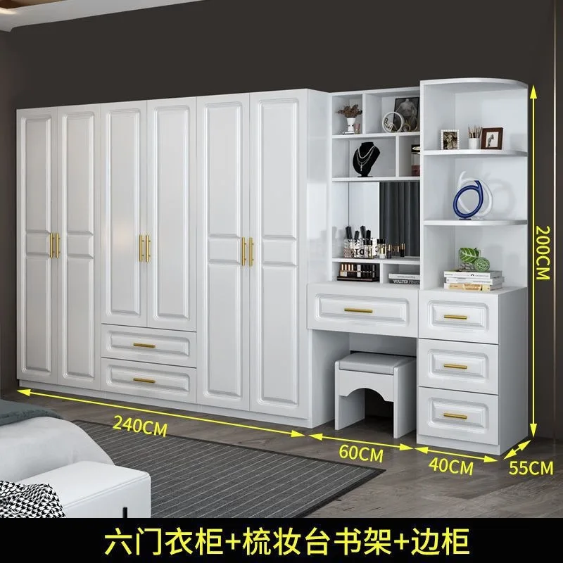 Customized Light Luxury Modern Closet Large Wardrobe Project Large Capacity Assembly Clothes Cabinet with Dressing Table
