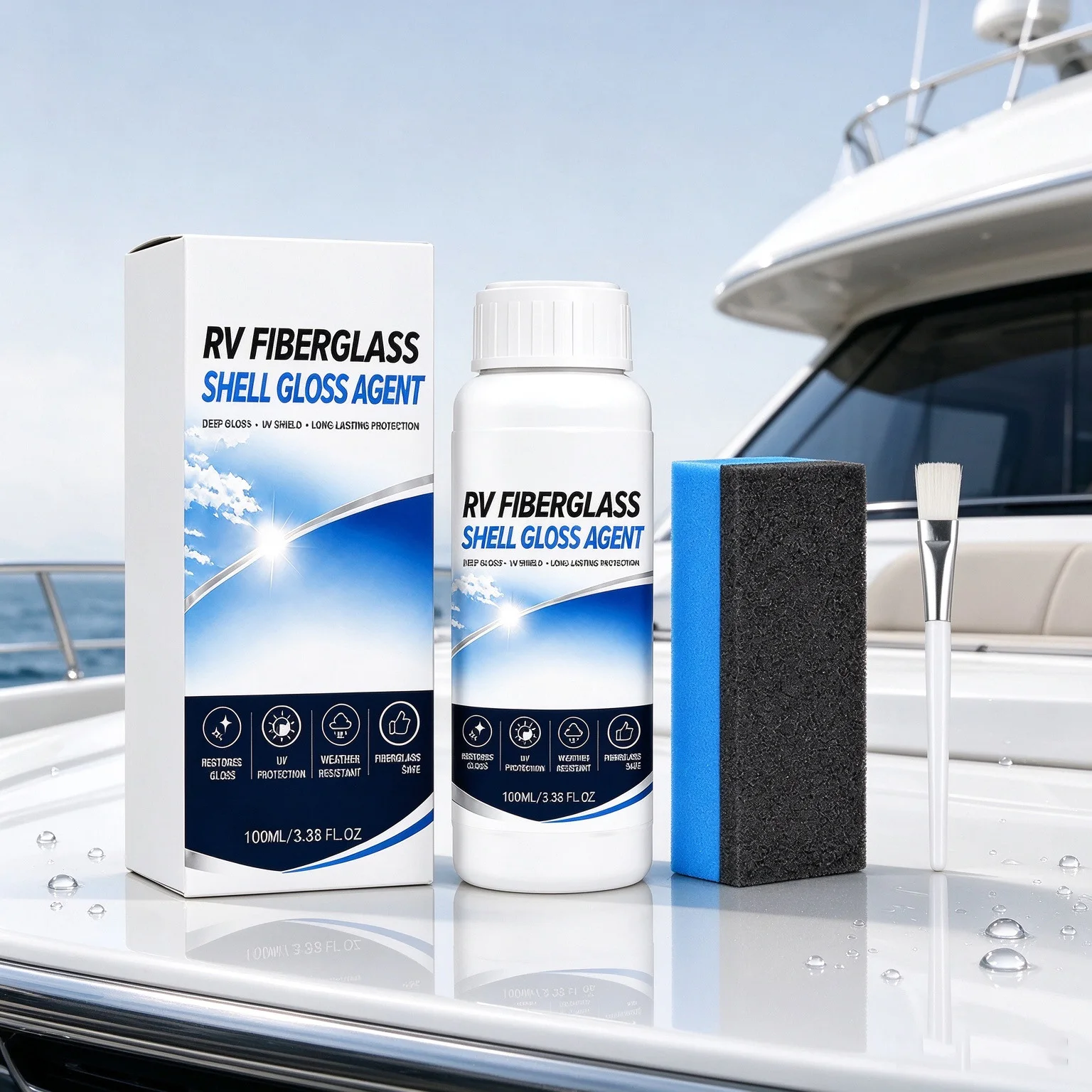 Rv Exterior Polish Agent Scratch Restore Improve Dullness Fiberglass Finish UV Protect Anti-Oxidation Auto Yacht Coating Liquid