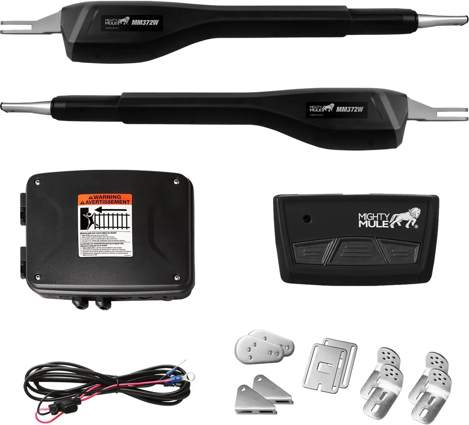 Mighty Mule MM372W Dual Automatic Gate Opener, Smart and Solar Ready-Up to 16ft Long or 550lb per Leaf, Black, 1 Gate Opener
