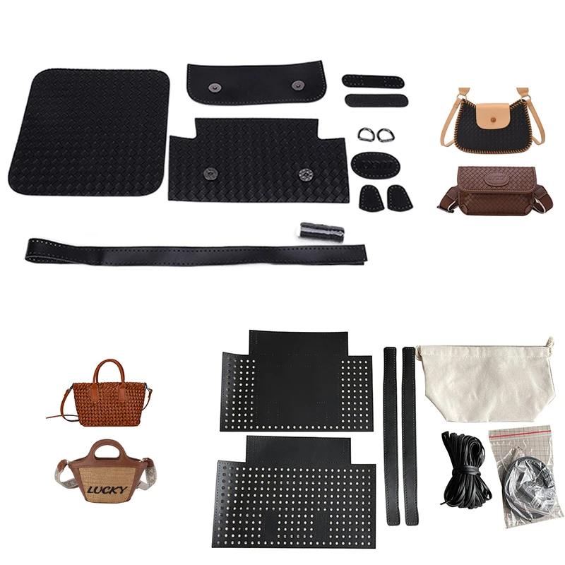 Zubehör hand gefertigte Handtasche Set hand gefertigte Nähte gestrickte DIY Tasche Kit machen Hand nähen Pu Ledertasche Herstellung Set für Frauen