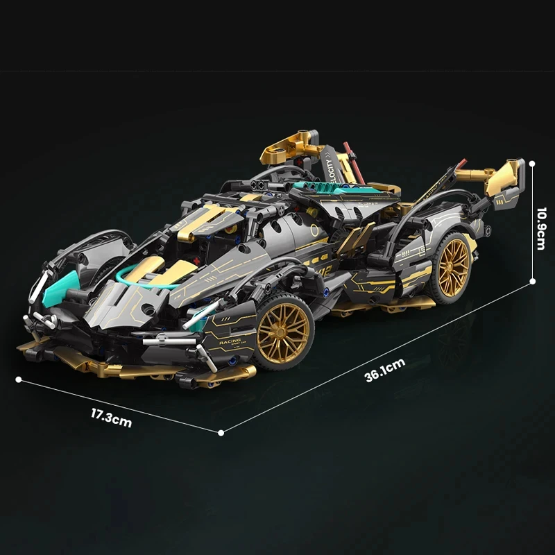 1:14 City Speed Sport Car Black V12 Block Racing Vehicle Model MOC Building Blocks Bricks Assembly Block Car Toy Birthday Gift