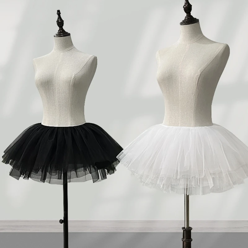 

Women 6 Layer 28cm Ruffled Tulle Short Tutus Skirt Petticoat for Party Costume