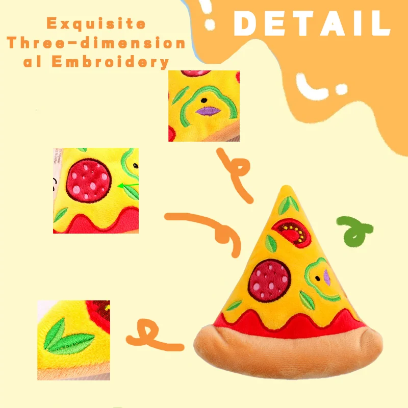 New Pizza Plush Toy Soft Stuffed Pizza Toy Make a Sound Interesting Parent-child Family Pet Toy Cute Kid Boys Girls Cat Dog Gift