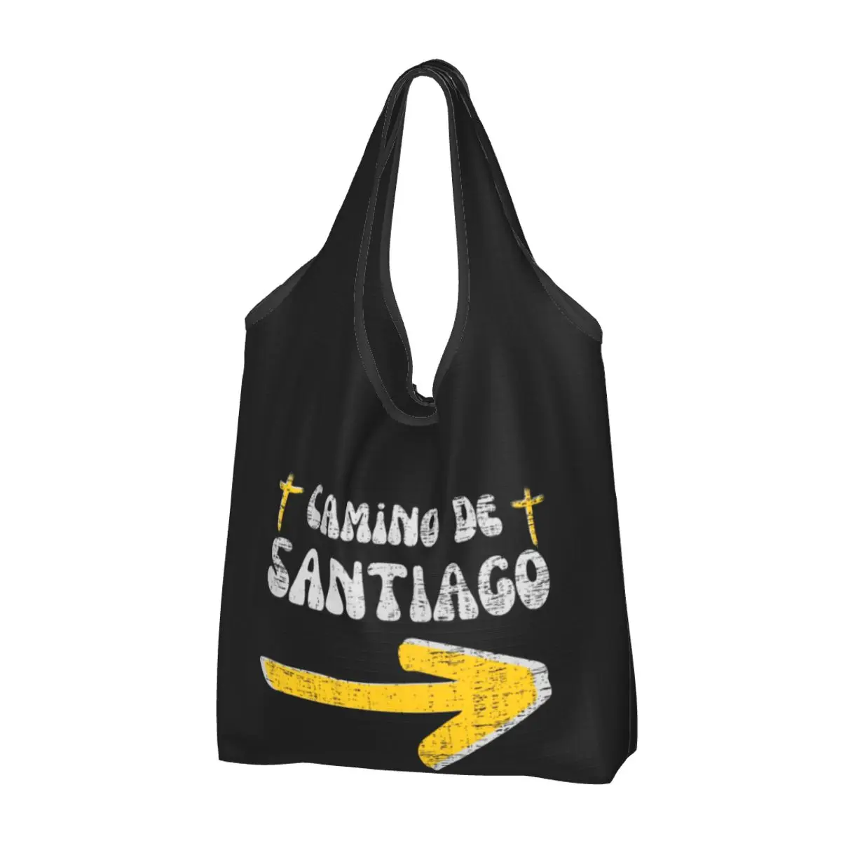 Cute Camino De Santiago Shopping Tote Bags Portable Scallop Shell Pilgrim Walk Grocery Shopper Shoulder Bag