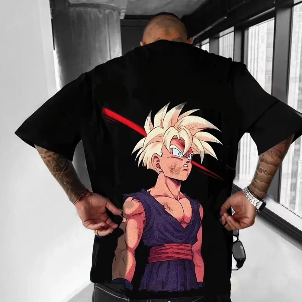 

2026 Dragon Ball Summer Men's T-Shirt Japanese Anime Son Gohan Autumn Inside Boy Children Parent-Child Basic Trend Short Sleeve