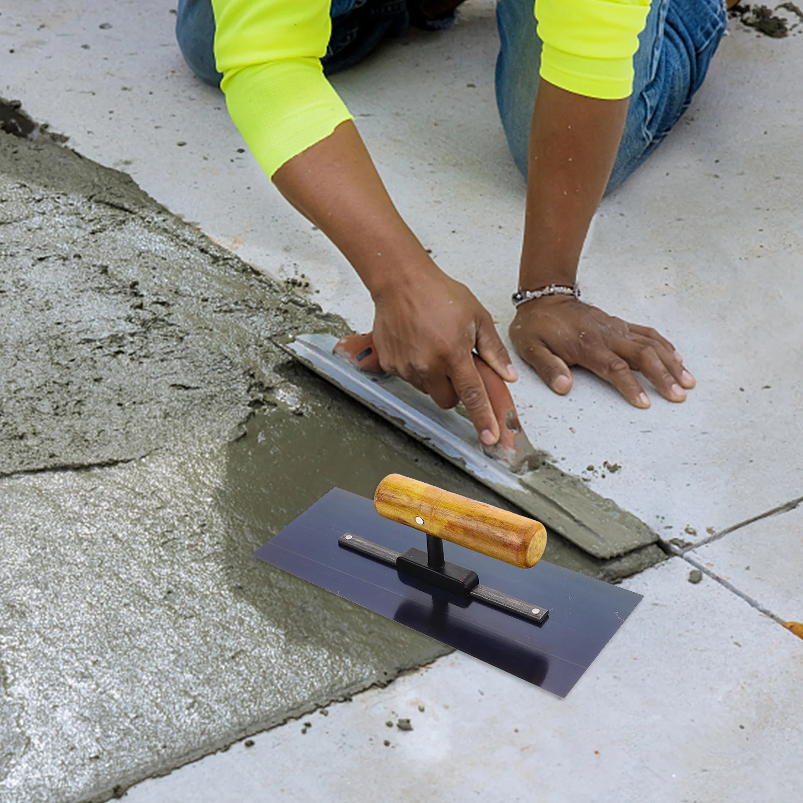 مجرفة الجص مقبض خشبي شفرة فولاذية المنغنيز لتشطيب الخرسانة مجموعة أدوات يدوية للبناء أدوات البناء #5