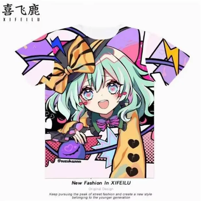 

Anime Touhou Project Komeiji Koishi Short Sleeve T-Shirt Summer Cosplay Costume Casual Student Loose Tops Anime