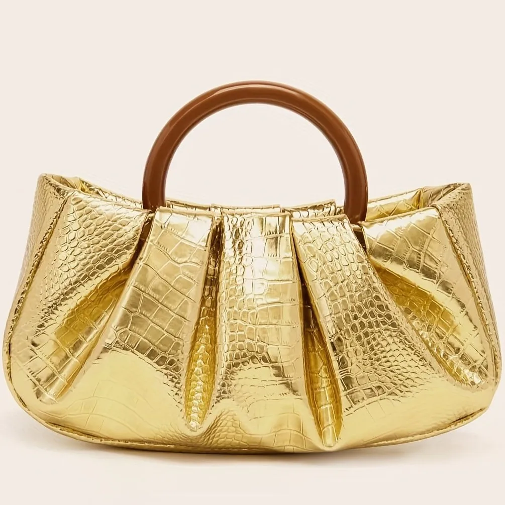 

Women's Summer New Cloud Bag Trendy and Fashionable Handheld Small Bag Folded Single Fashion Top-handle Bags Ele Lady Purse
