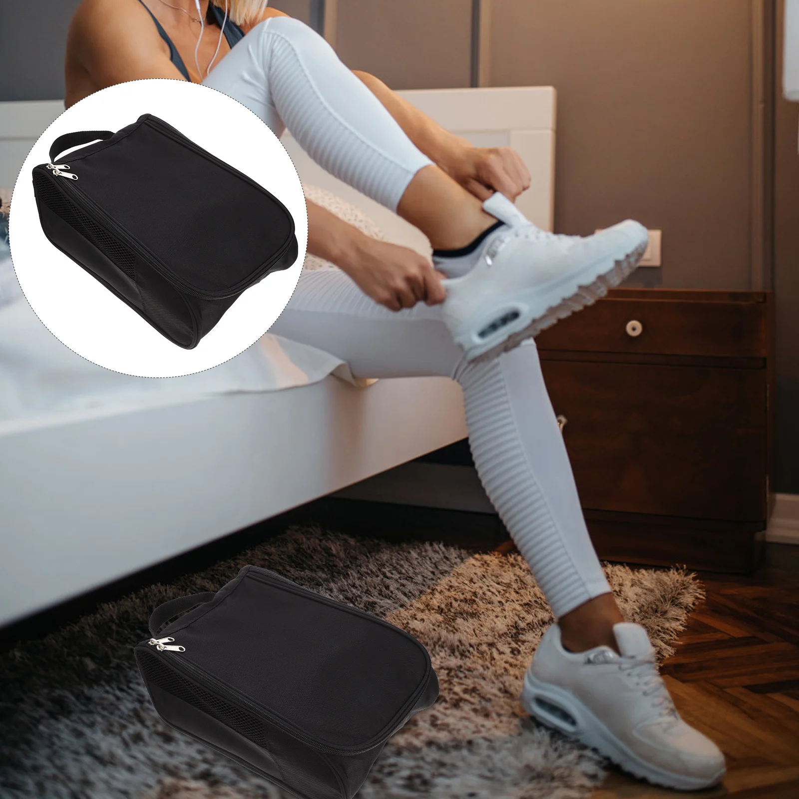 Golfing Shoes Bag Men Portable Sneaker Organizer Breathable Waterresistant Reusable Multisport Use Shoe Bag Zippered Shoe Pouch