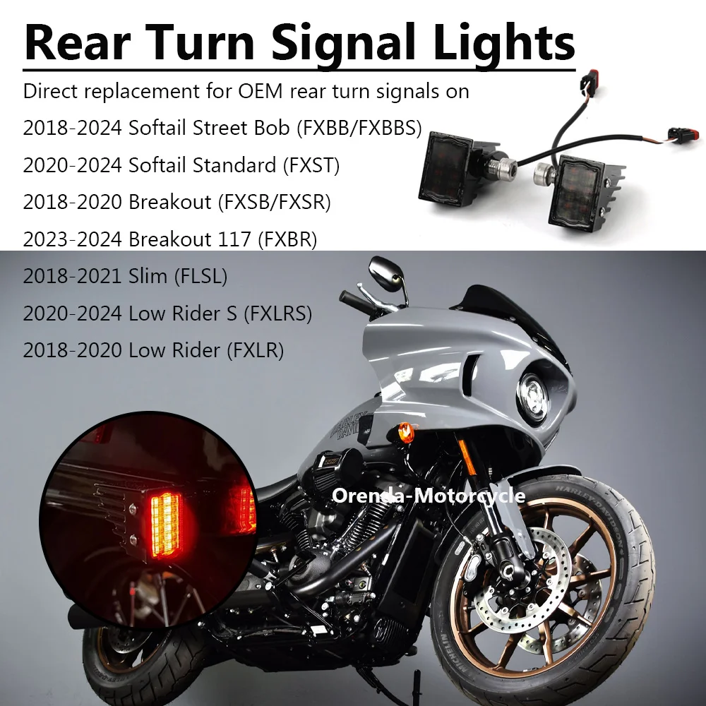 

NEW Motorcycle Mini Rear Fender Struts Turn Signal Lights FOR Harley M8 SOFTAIL Street Bob Standard Breakout 117 Low Rider S