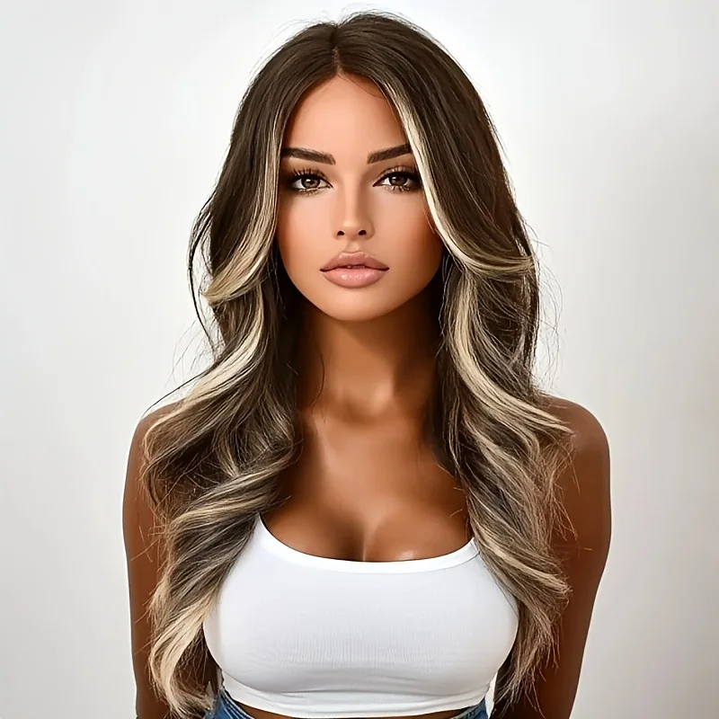 

European and American fashion wigs, brown highlights and wavy wigs, hot-selling wigs