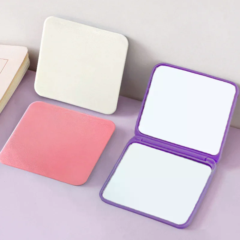 กระจกแต่งหน้าแบบพับได้ ความคมชัดสูง พกพาสะดวก กระจกสองด้านสำหรับผู้หญิง กระจกแต่งหน้าทรงสี่เหลี่ยมผืนผ้า กระจกแต่งหน้าแบบตั้งโต๊ะ