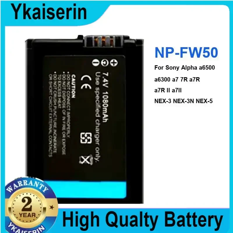 Batería de 1080mAh NP-FW50 NP FW50 para Sony A6000 A6400 A6300 A6500 A7 A7II A7RII A7SII A7S A7S2 A7R batería de alta calidad + pista