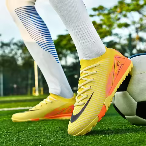 New Men Soccer Shoes Cleats Non Slip Training Boys Adult Outdoor Sport Football Boots Long Spikes Breathable Match Comfortable