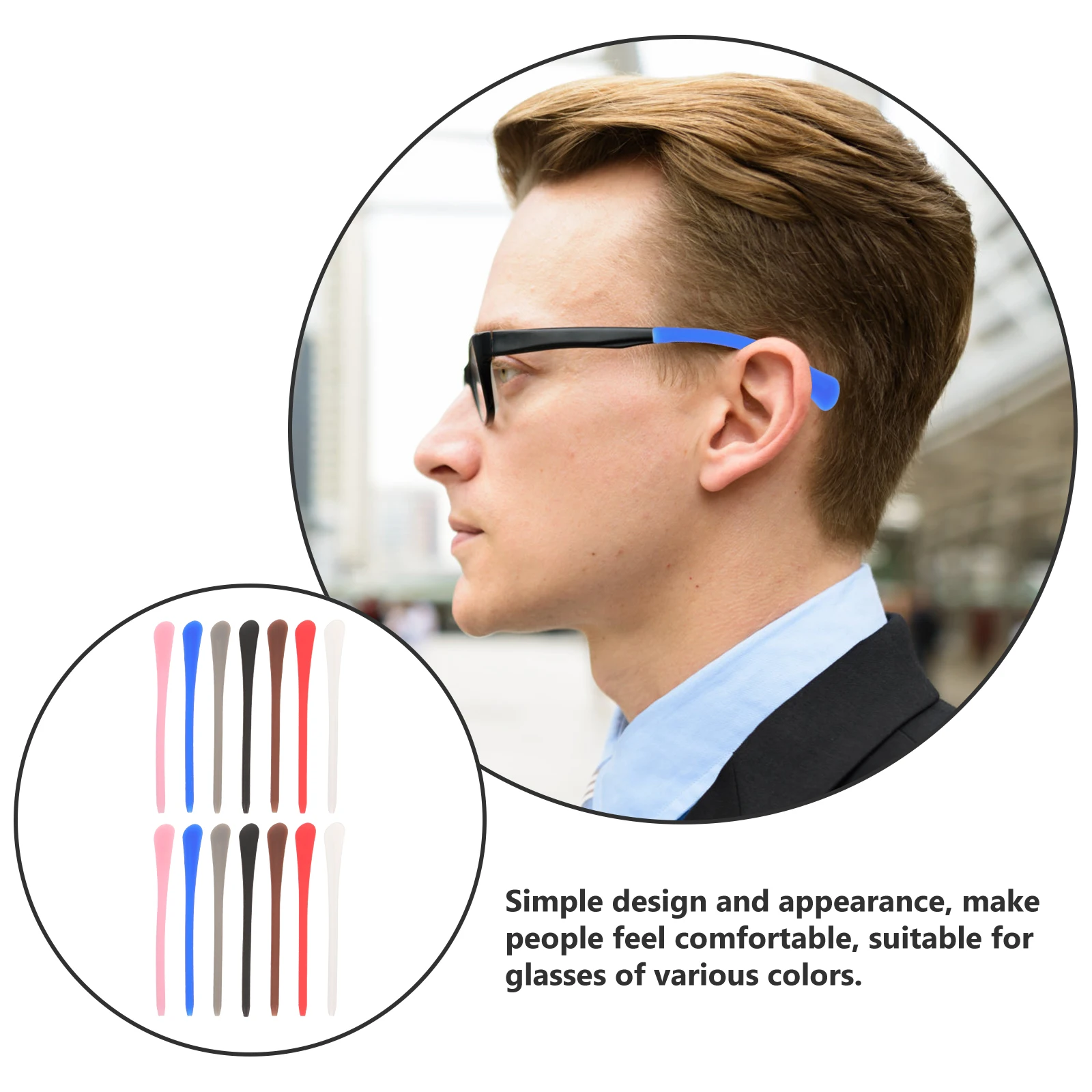 

14pcs Glasses Leg Covers Non Slip Silicone Temple Tips Ear Cushions For Eyeglasses Sunglasses Various Colors Durable