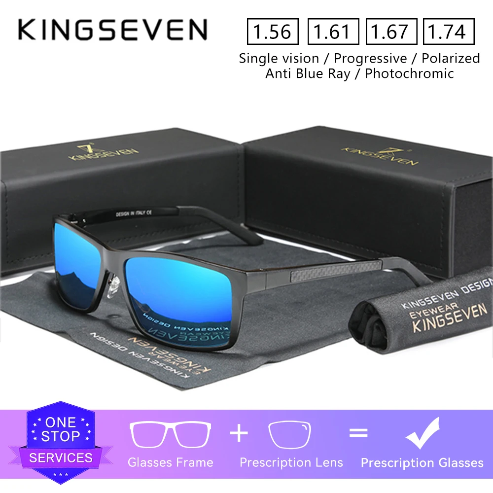 

KINGSEVEN брендовые модные мужские и женские солнцезащитные очки по рецепту, квадратные очки для близорукости и дальнозоркости, повседневные очки с оптическими линзами
