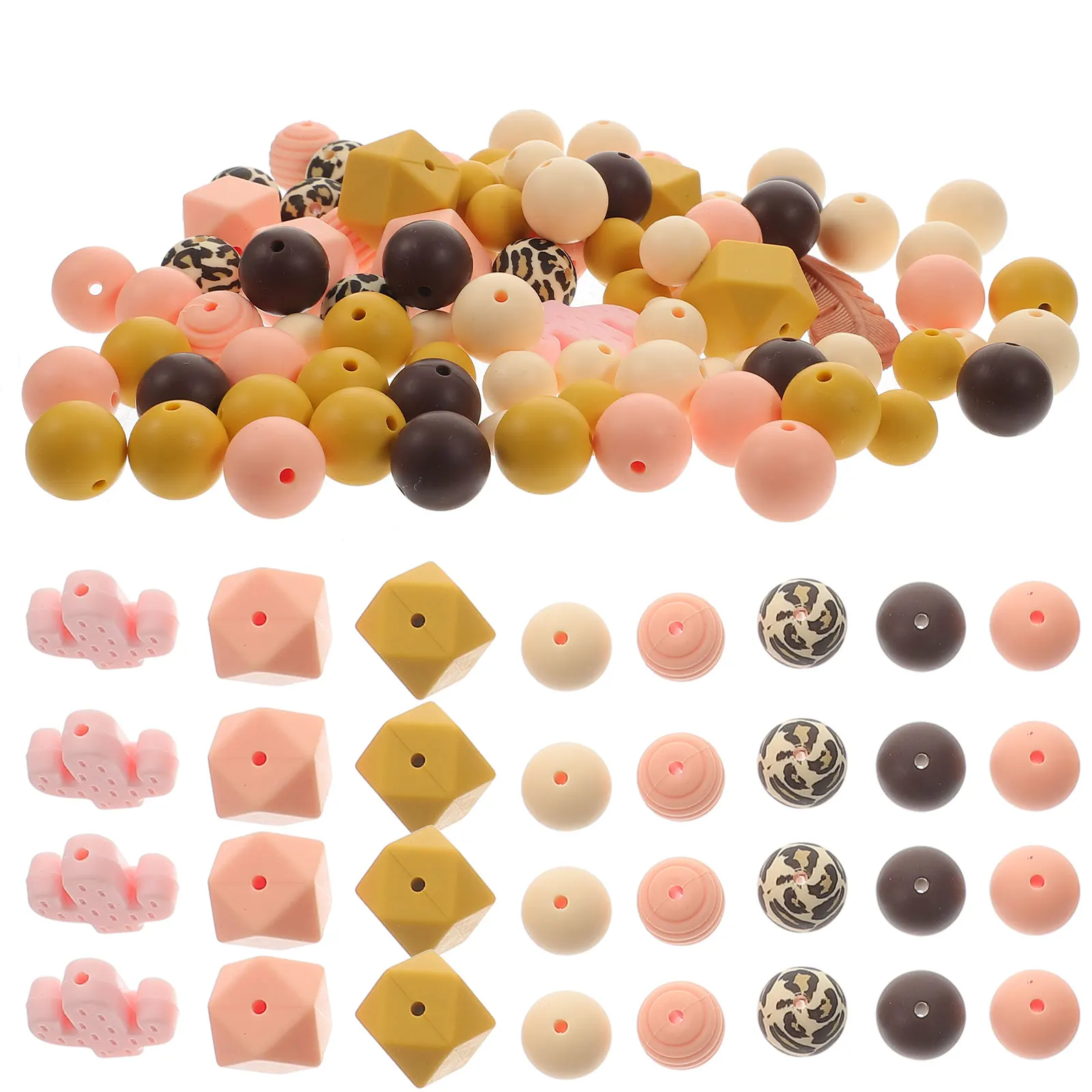 

92pcs Silicone Beads for Jewelry Making Necklace Bracelet DIY Keychain Durable Smooth Handcraft Beads Garland Crafts