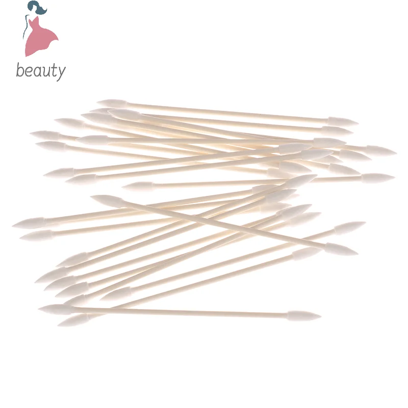 25pcs/bag Disposable Cotton Swab Cosmetics Permanent Makeup Health Ear Jewelry Clean Sticks Buds Tip Cotton Head Swab