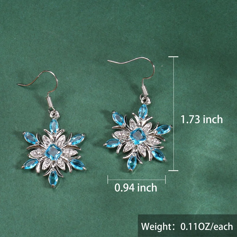 Christmas Theme Drop Earrings Snowflake Shaped Zircon Pendant Dangle Earrings For Women Sweet Drop Earrings Wedding Jewelry