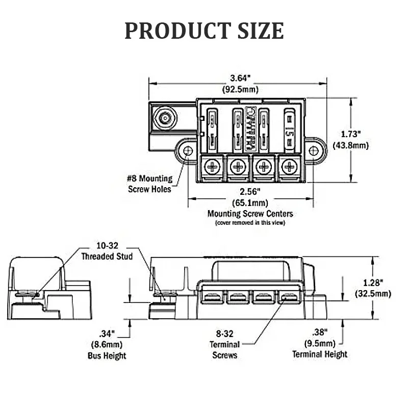 Automotive Boat Marine 4 Way Blade Fuse Box 12~32V 4 Circuit Fuse Block with Cover