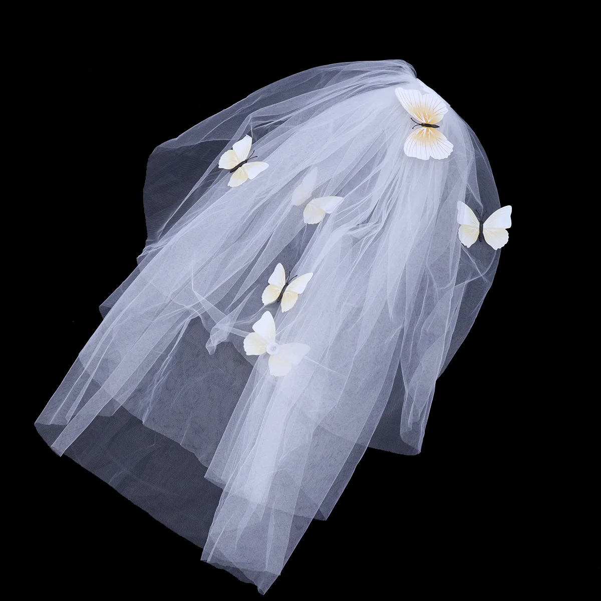 Wedding Long Veil White Butterfly Lace Bridal Veil for Photography Halloween Party Costume Cosplay for Photography