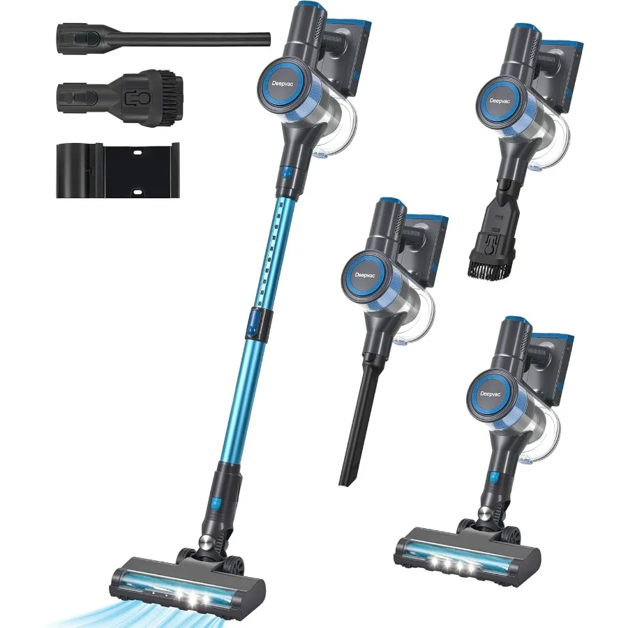

250W 25KPa Suction Cordless Vacuum Cleaner, 6-in-1 Lightweight Stick Vacuum with LED Display & Detachable Battery, 45 Mins Runti