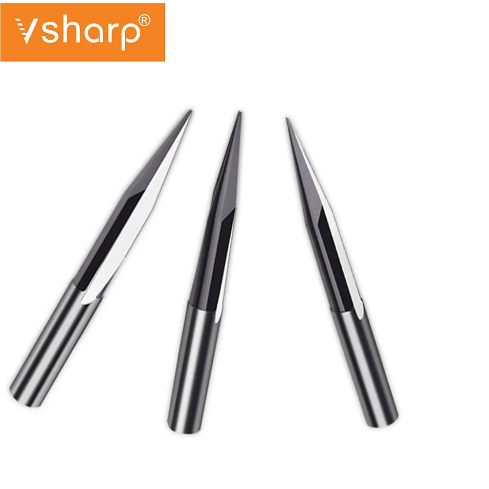 Vsharp 2 Flutes V Tip End Mill  6mm Shank  Double Blade Straight Groove CNC Engraving Bit Sharp Carving Tool For Woodworking