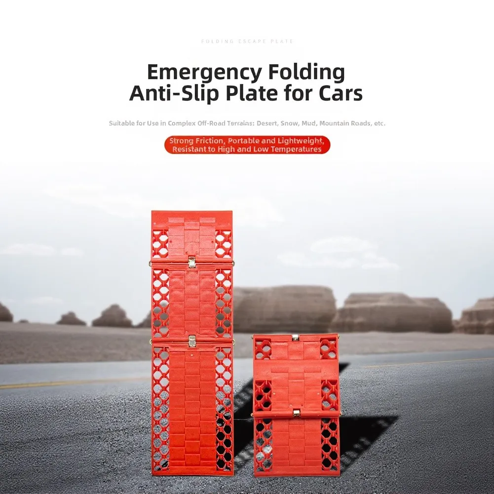 1 Pair 3-Fold PP Traction Boards Pair Anti-Slip Off-Road Recovery Mat For Snow Mud Sand Interior Accessories